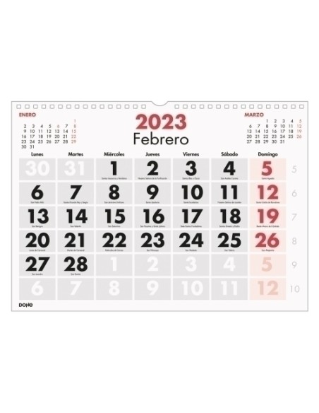 CALENDARIO PARED DOHE MENSUAL A4 Nº.GR